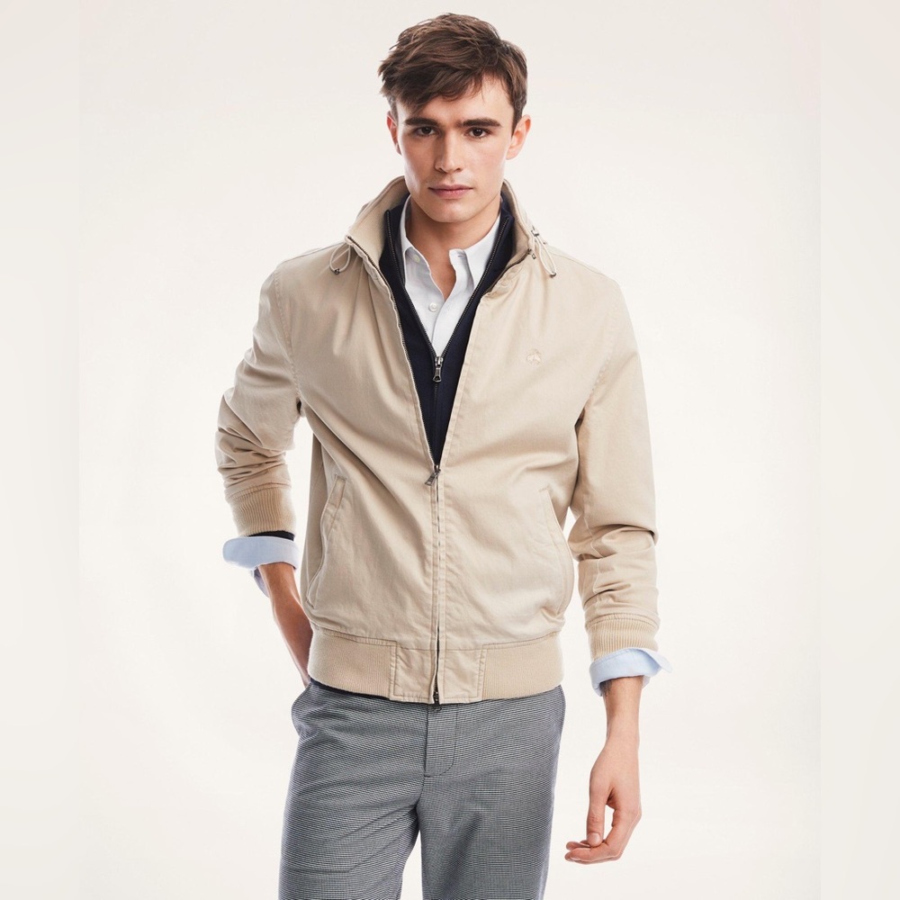 Brooks Brothers Beige Cotton Bomber Jacket size medium